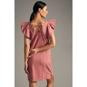 Anthropologie DAILY PRACTICE Flutter-Sleeve Tee Dress Shift Tie Back X-Small